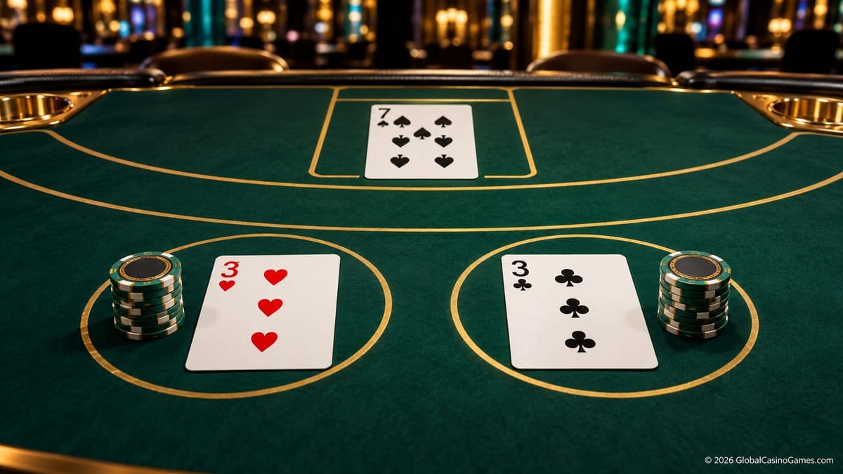 Pair of 3s split against a dealer 7 in blackjack.