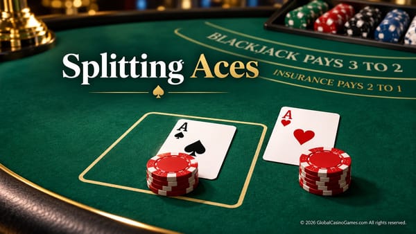 Split black and red Aces on a blackjack table.