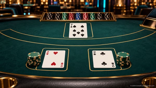 Pair of 2s split against a dealer 7 in blackjack.