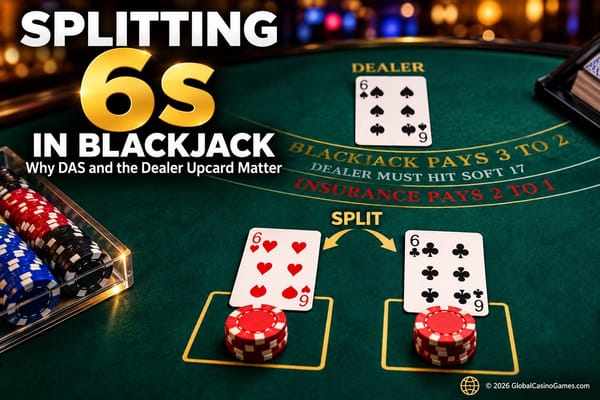 Pair of 6s split against a dealer 6 in blackjack.